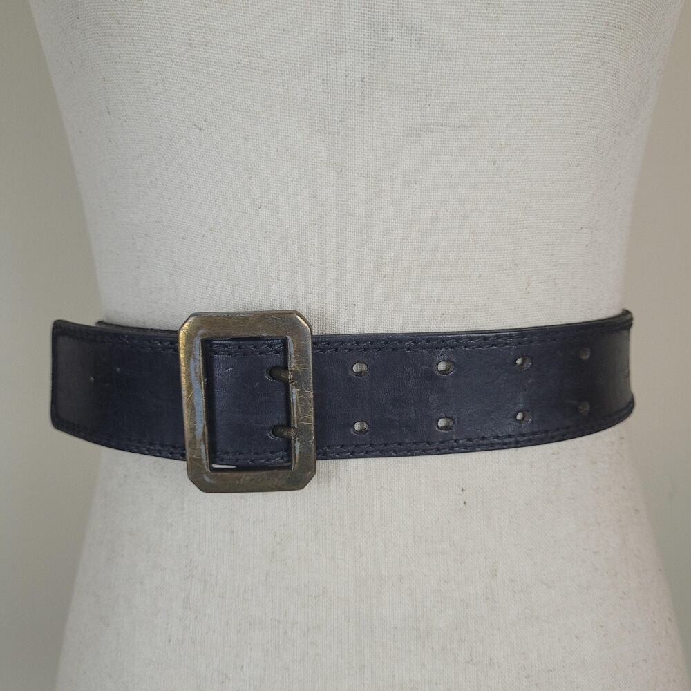 American Eagle Outfitters Belt Small Black Leather Double Prong Buckle Boho Rock
